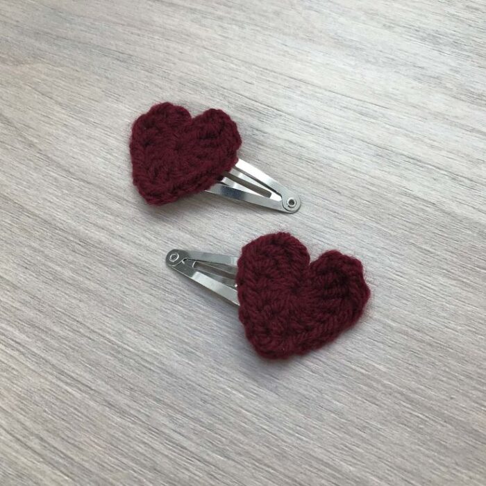 Handmade Crochet Heart Hair Clips